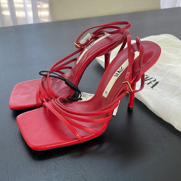 Brand new Zara, red heel sandals - Picture 2 of 6